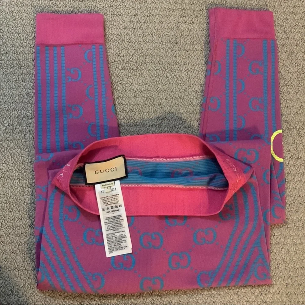 Gucci Vibrant Pink and Blue Leggings unisex size small NWT - Picture 3 of 7